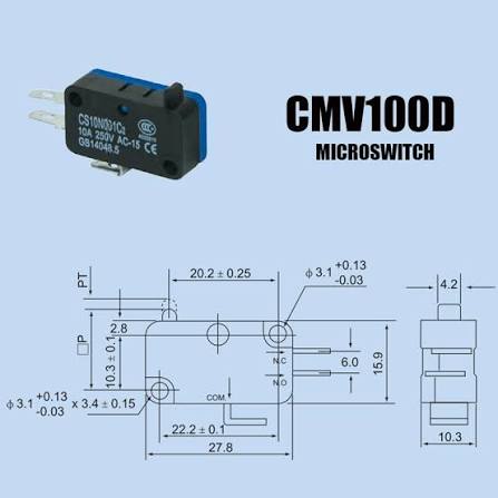 CMV100D 10A 250VAC PİMLİ MİNİ LİMİT ŞALTERİ CNTD