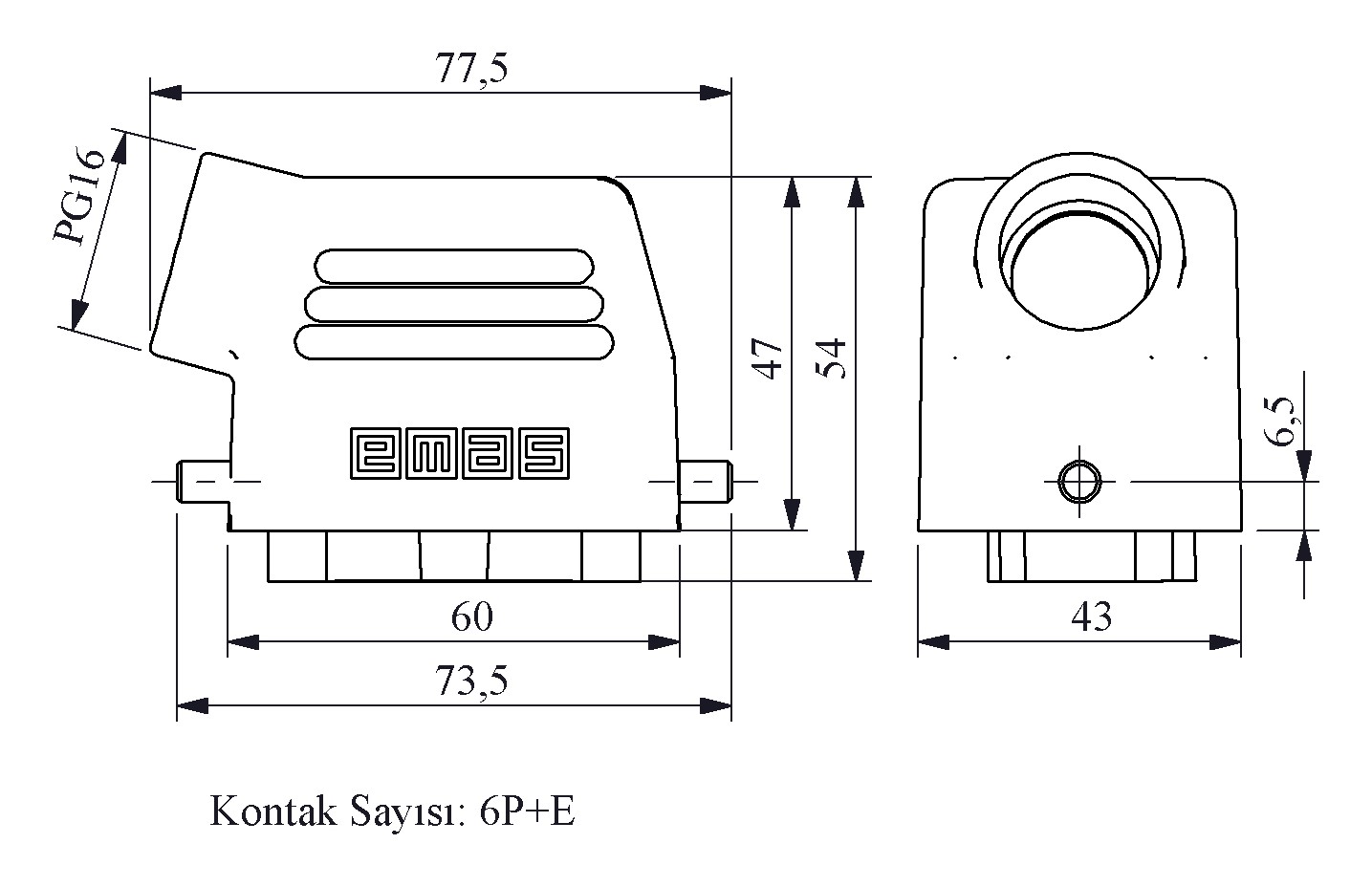 EBM06PU10 6 KONTAK UZATMA PRİZİ YANDAN EMAS
