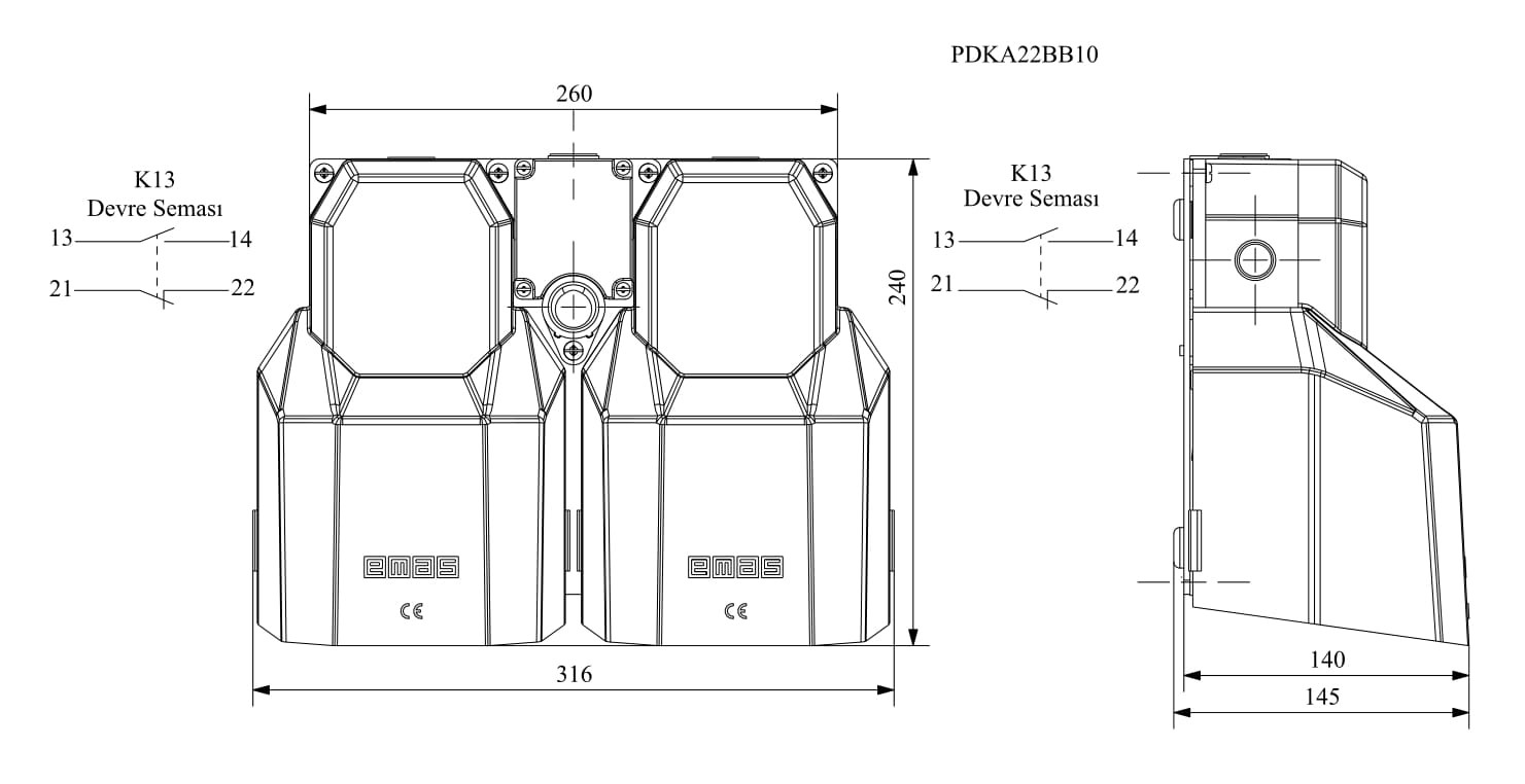PDKA22BB10 ÇİFTLİ PEDAL TEK HIZLI EMAS