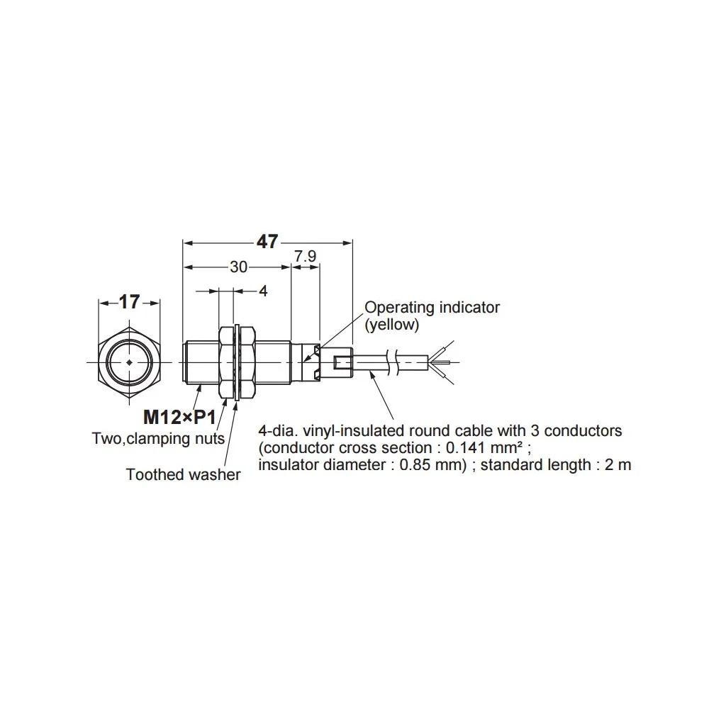 E2B-M12KS04-WP-B1 2M M12 4MM PNP NO 2MT KABLOLU ENDÜKTİF SENSÖR OMRON