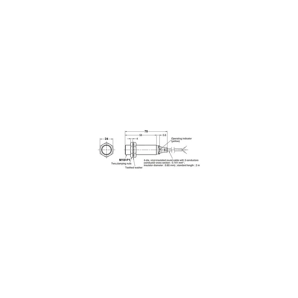E2B-M18LS08-WP-B1 2M UZUN GÖVDE M18 8MM PNP NO KABLOLU ENDÜKTİF SENSÖR OMRON