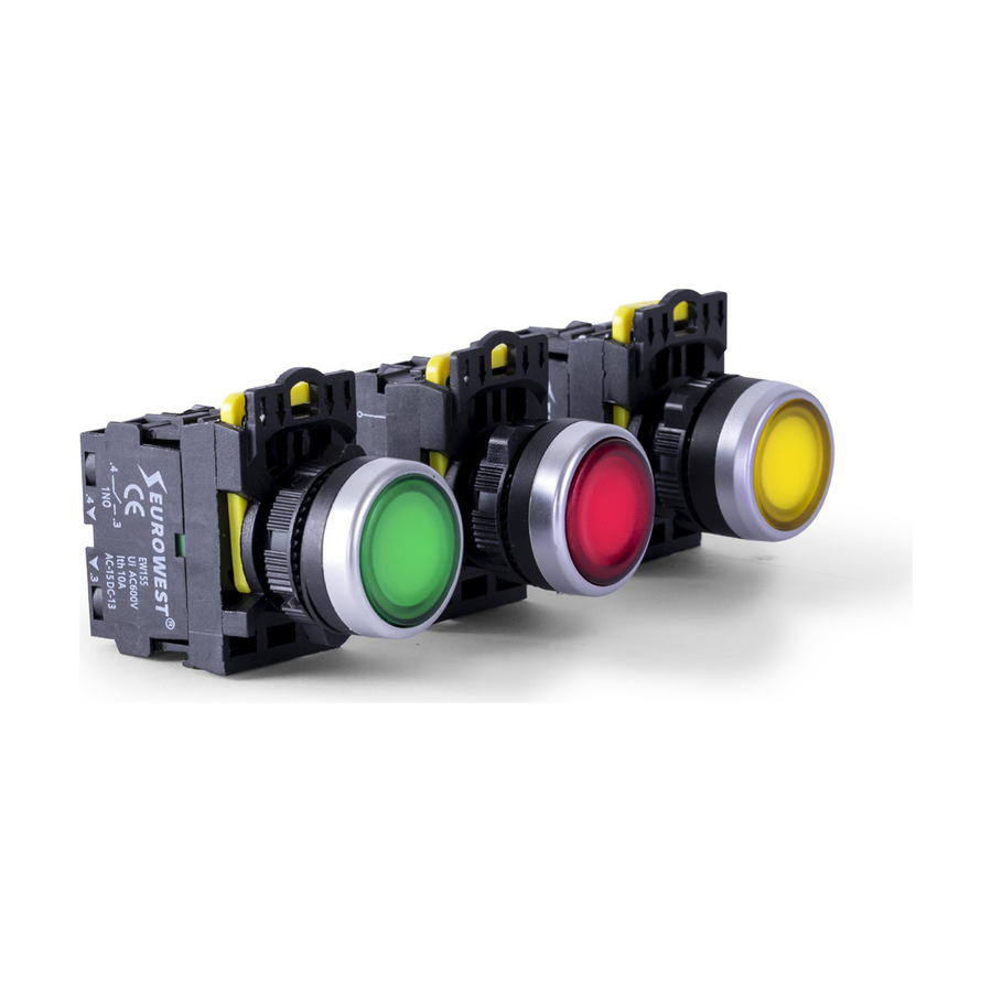 EW-55-01L 1NC 220V AC/DC KIRMIZI LEDLİ YAYLI STOP BUTONU EUROWEST