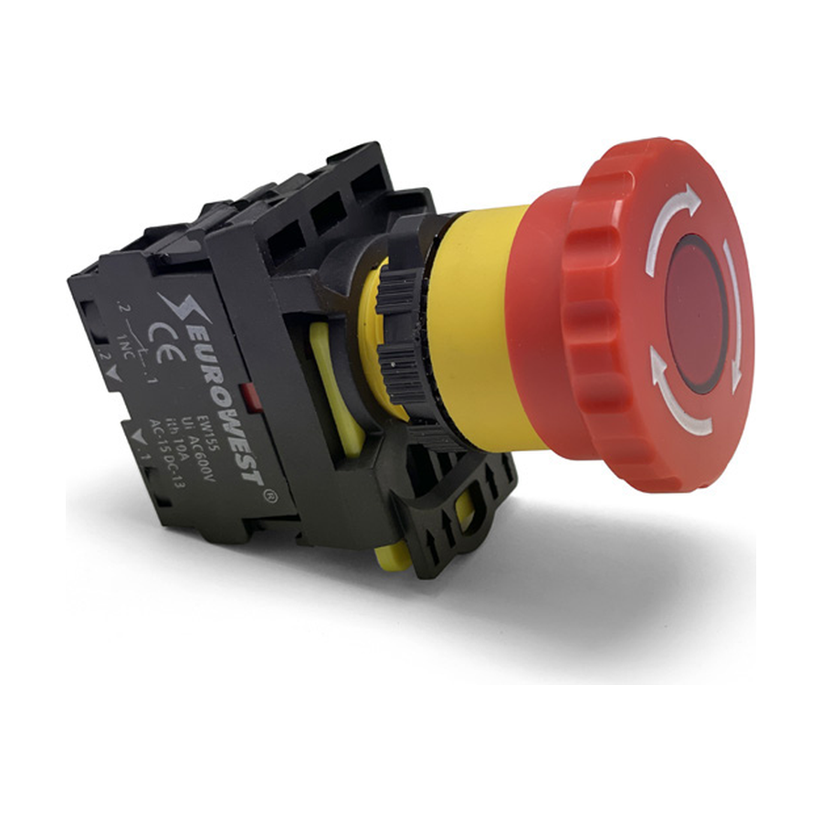 EW-55-01M 1NC Ø40MM KIRMIZI YAYLI MANTAR STOP BUTONU EUROWEST
