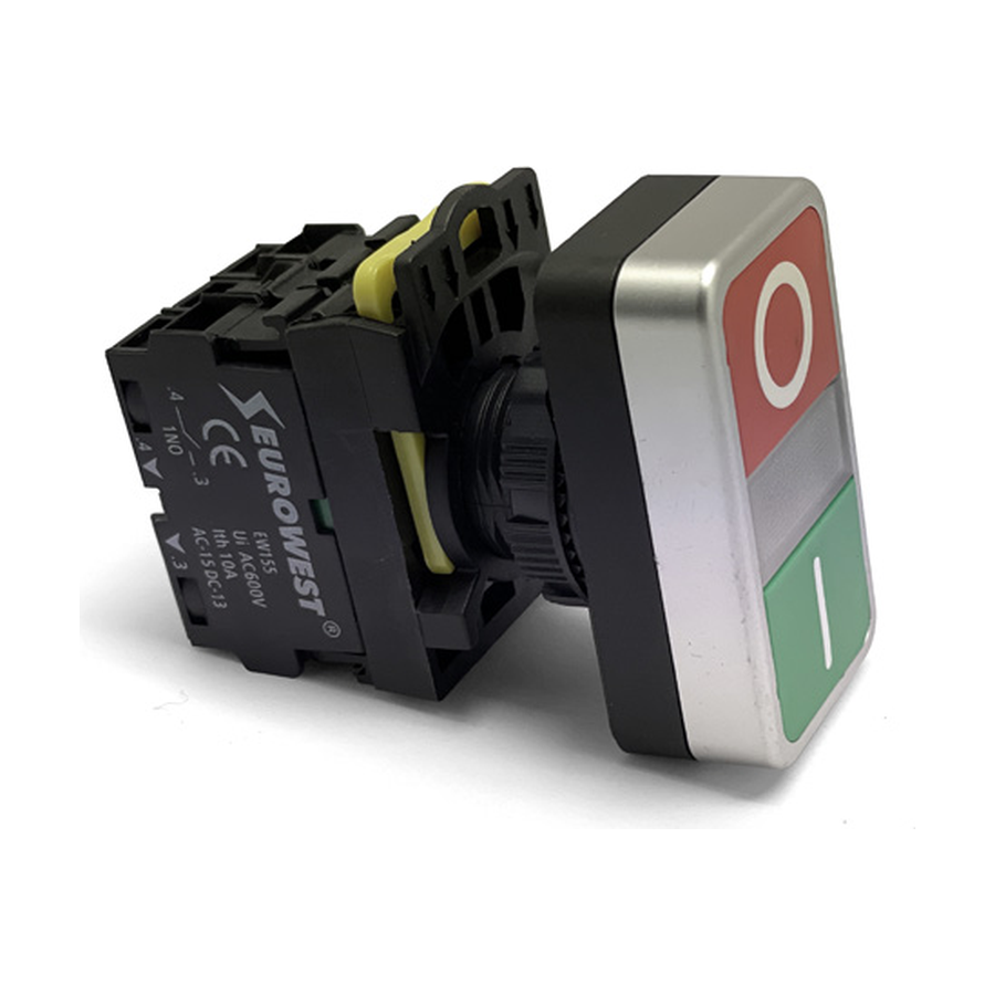 EW-55-11R 1NO+1NC YEŞİL-KIRMIZI İKİZ KUMANDA BUTONU EUROWEST